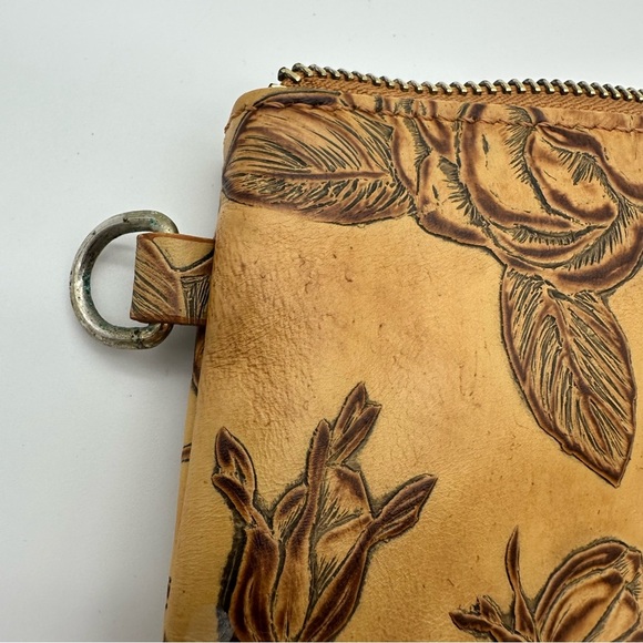 Cuoieria Fiorentina Brown Floral Hand Tooled Leather Wristlet - Picture 3 of 10